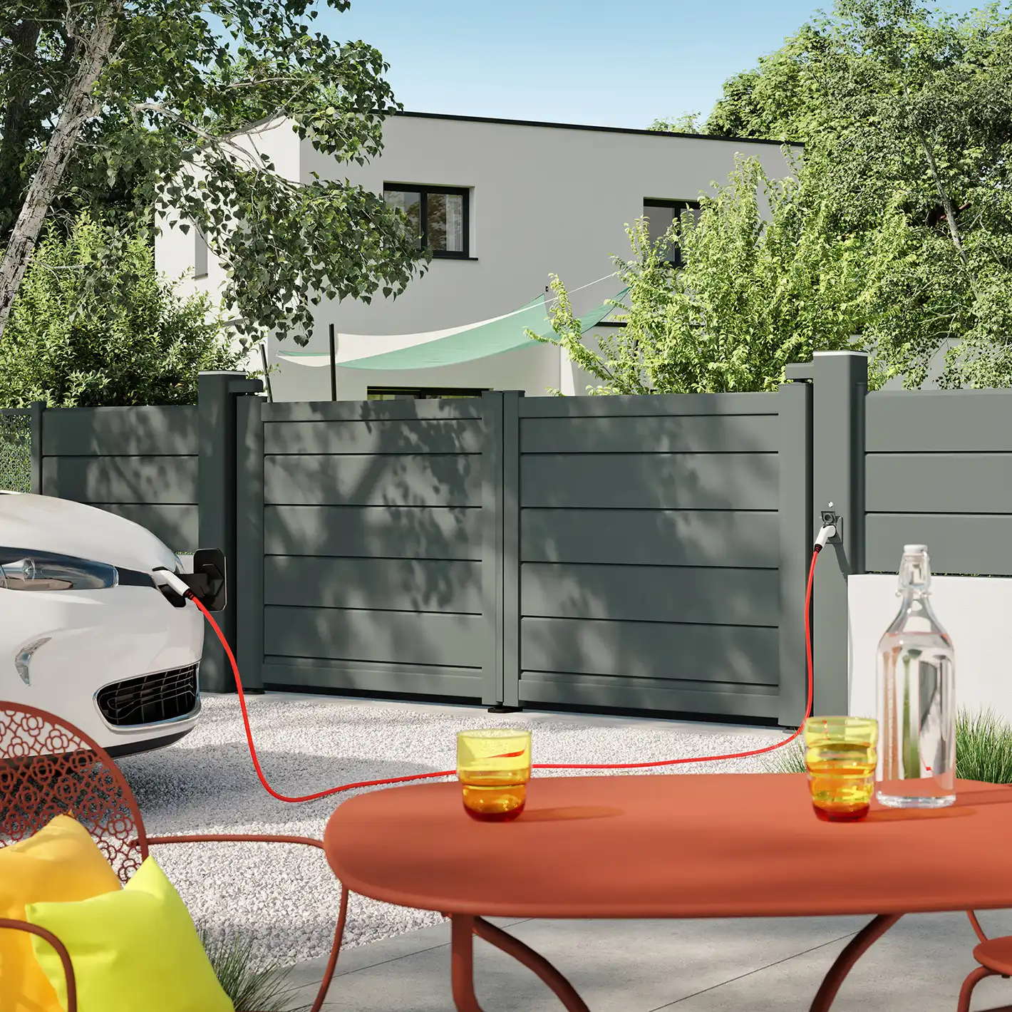 poteau multo vec prise pour vehicule