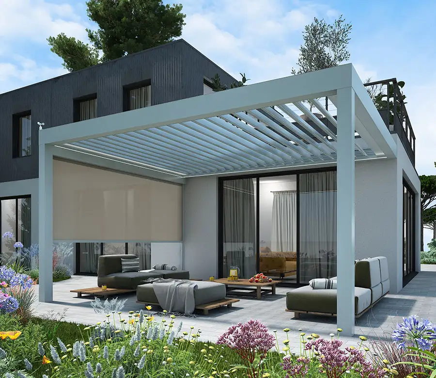 pergolas aluminium adossé toit bioclimatique Lily Kostum